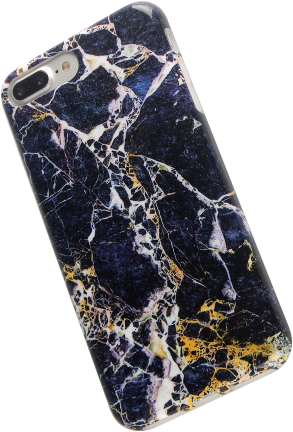 iPhone 7plus Case ATNG Slim Soft Smooth TPU Flexible Shockproof Anti-Scratch Anti-Fingerprint Back Case for iPhone 7plus [5.5 inch Display] Shell Full Protection(Purple Gold Marble)