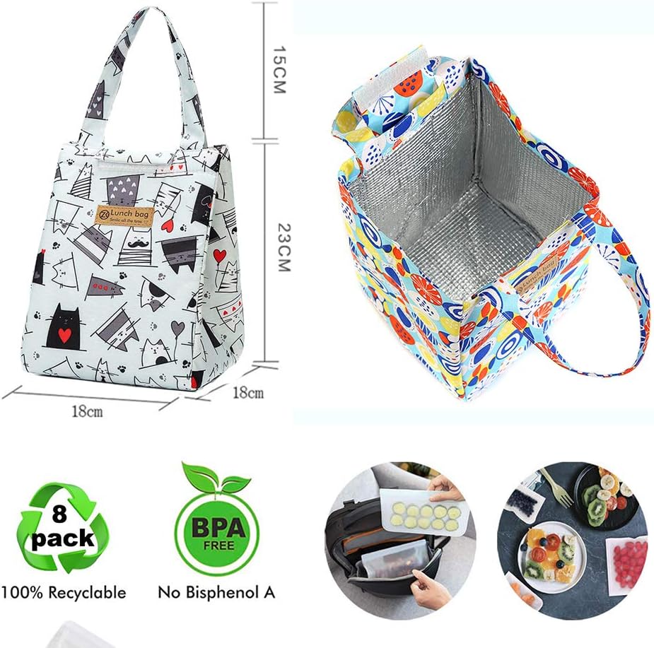 QXuan Insulated Lunch Bag Big Cooler Sturdy Oxford Box Tote Bag for Students Office,Thermal Picnic Organizer Storage Food and Drink (Red Flowers) - Image 4