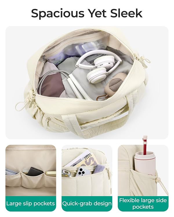 BAGSMART Gym Bag for Women, Duffle Bag for Travel with Wet Pocket, Lightweight Carry on Weekender Duffel, Water Resistant by BAGSMART - Used condition - Image 3