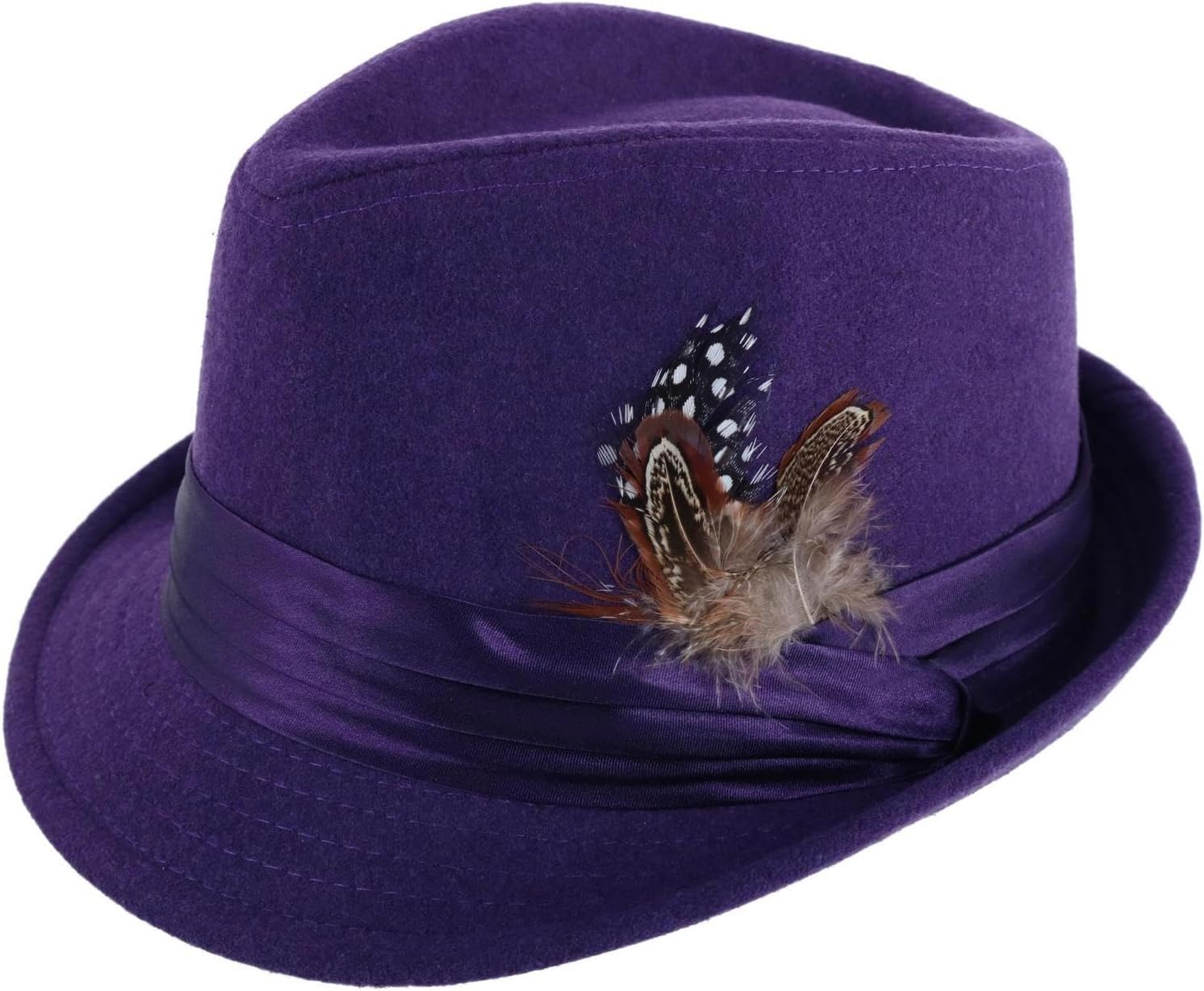 Kenny K Men's Dressy Faux Felt Fedora with Feather
