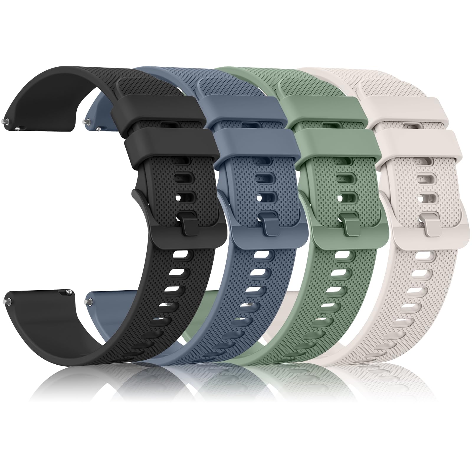 [4 PACK] Silicone Straps for Garmin Venu 4 3 2 45mm/Vivoactive 4/Forerunner 255/265/570 47mm/Amazfit Bip 6/Bip 5/Balance 2/Huawei Watch GT 6 Pro 46mm/Xiaomi Redmi Watch 5 Active/5 Lite 03