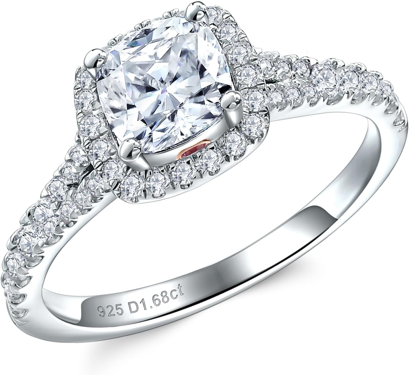 DAYBYDAY Moissanite Rings for Women 925 Sterling Silver Created Diamond Wedding Ring D Color VVS1 Heart/Pear/Cushion/Round Cut Moissanite Engagement Rings Size 6-10