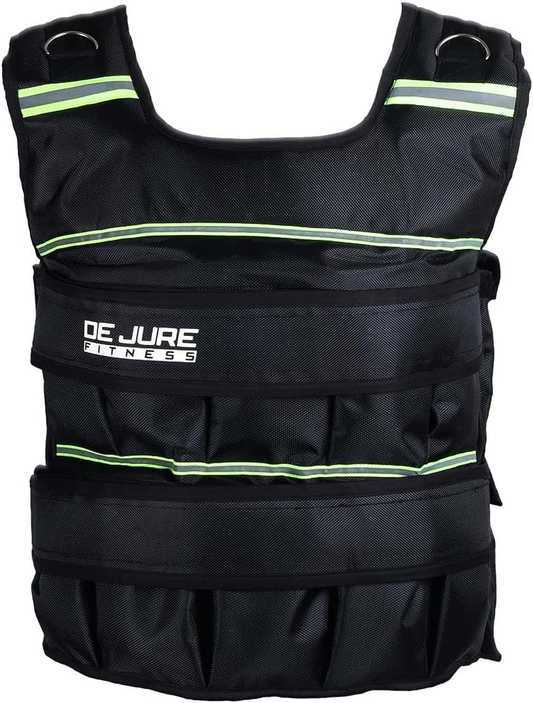 De Jure Fitness Adjustable Weighted Vest Jacket 25Kg (Black) for Men & Women � Workout Weight Jacket for Cross Training, Cardio & Strength � Removable Sand Weights, One Size Fits Most