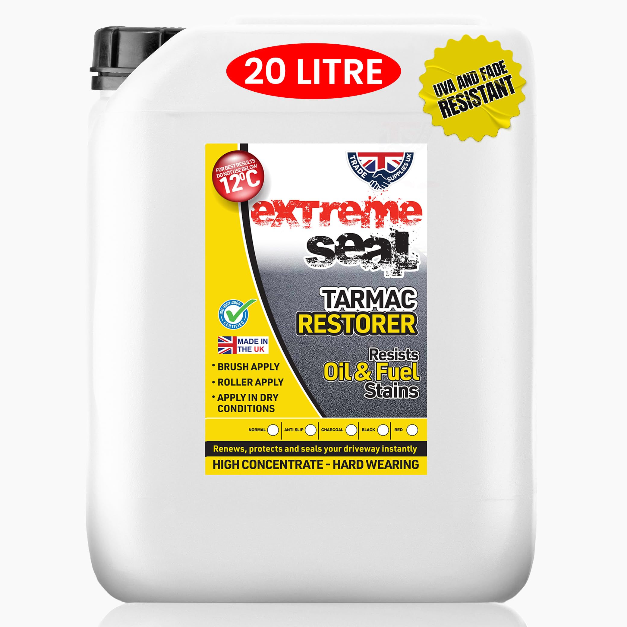 Trade Supplies UK - Extreme Seal Tarmac Restorer - Hard-Wearing Water-Based Solution, Protects Against Oil Stain, Moss, Water Damage & Fading, Ideal for Asphalt & Tarmac Driveways - DARK GREEN, 20L