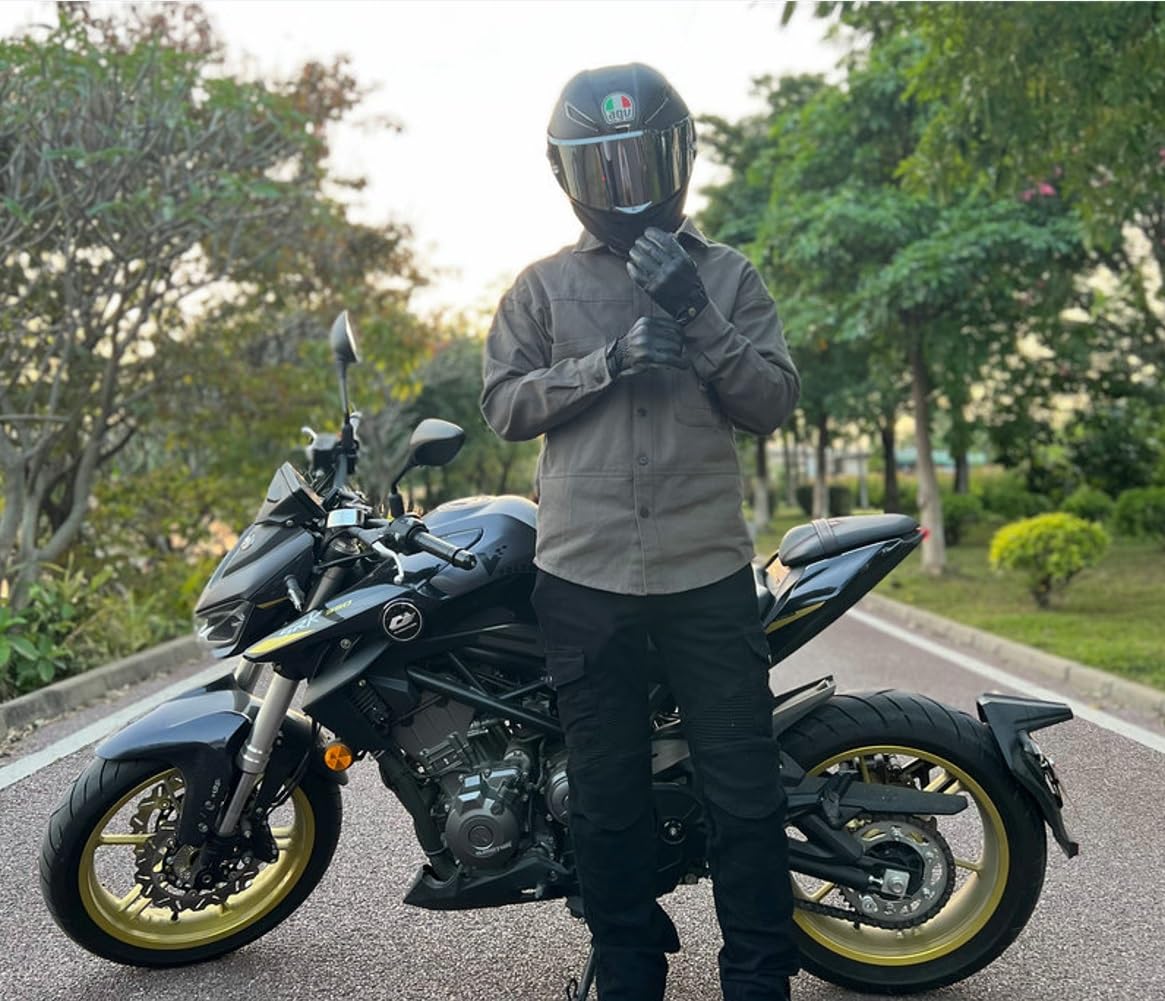 Chemise Moto Hommes Résistant à l'eau et Durable en Toutes Saisons avec 5x CE Protector