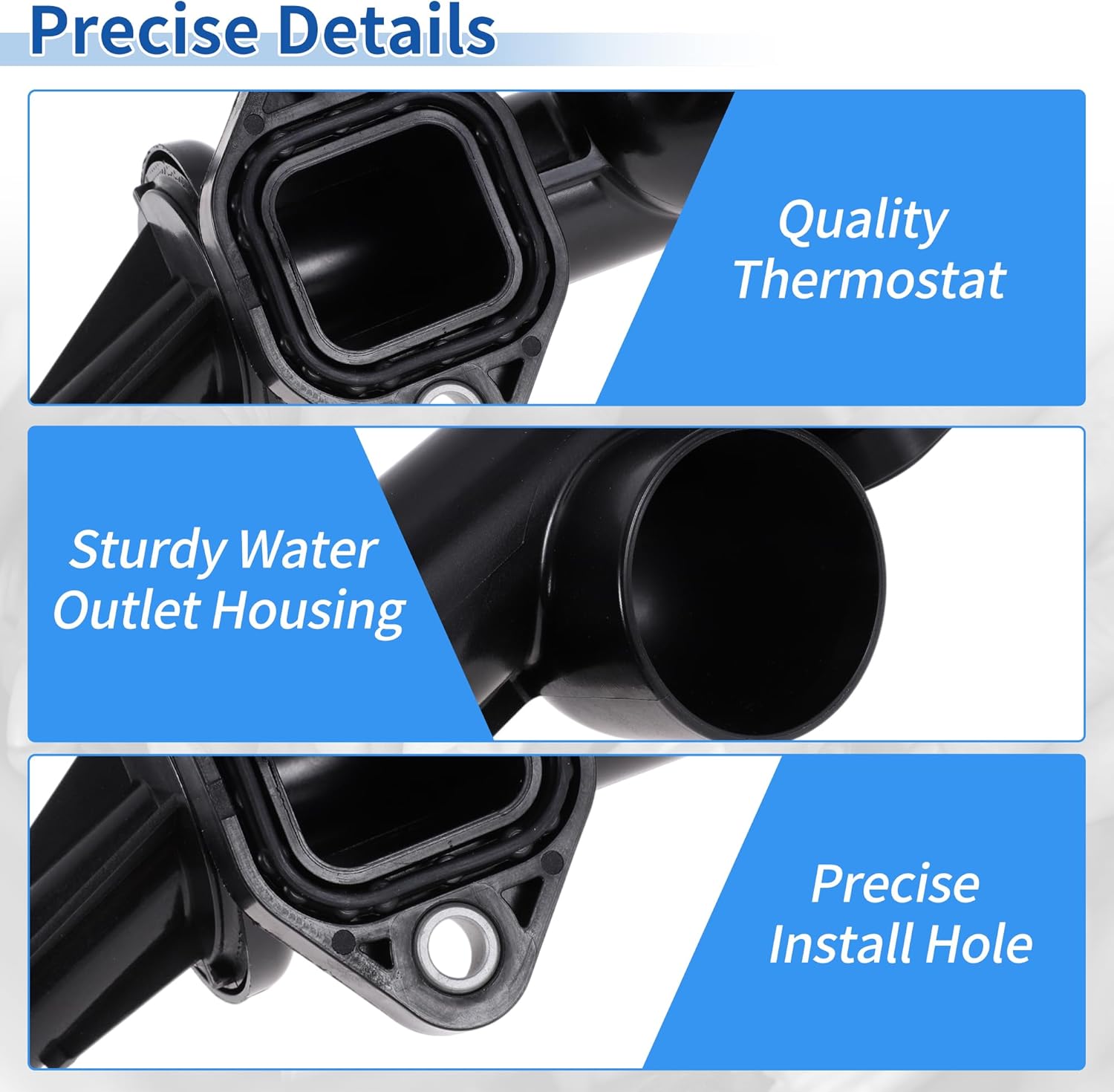 Plastic Engine Coolant Thermostat Housing Assembly for Ford F-150 3.5L 2013-2020 Replace No.DL3Z-8C368-A/DL3E8C369AC/DL3Z8C368A/CH2118 1 Pcs