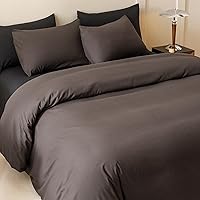 Vista 138 de CLOTHKNOW Juego de edredón de 3 piezas de color marrón caramelo, tamaño individual/individual XL, color terracota suave, color óxido con 2 fundas