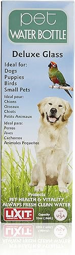 Miniatura 10 de Lixit Botellas de agua de vidrio de lujo resistentes para pájaros, perros y animales pequeños. (tubo grande de 32 onzas)
