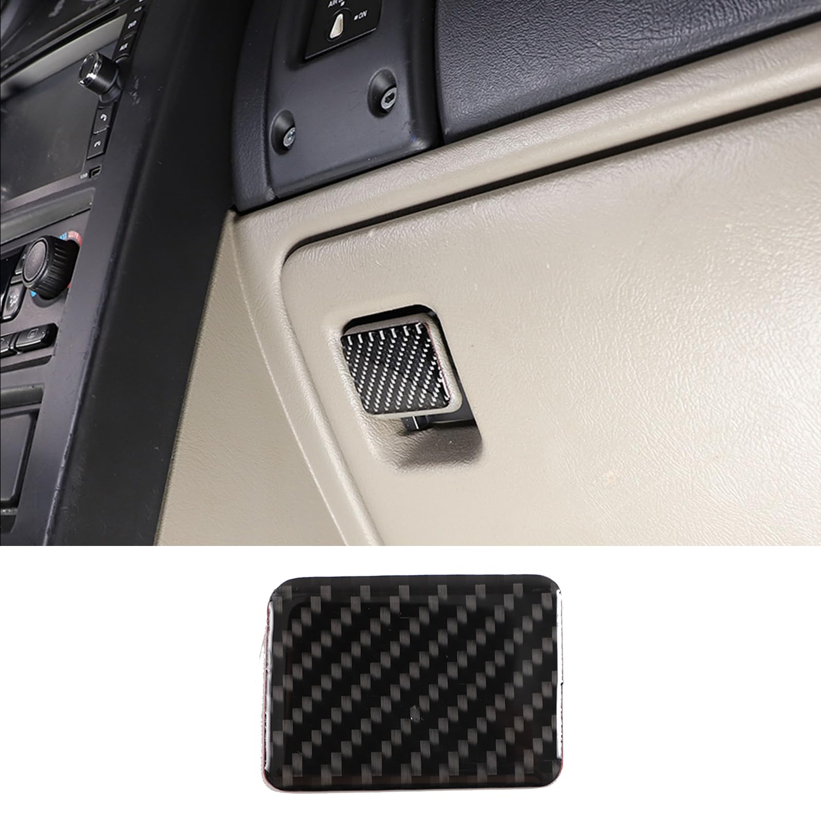 Qiosreui Car Glove Box Trim Cover Compatible with Hummer H2 2003-2007, Co-Pilot Storage Organizer Glove Box Switch Trim Cover Sticker, Carbon Fiber (