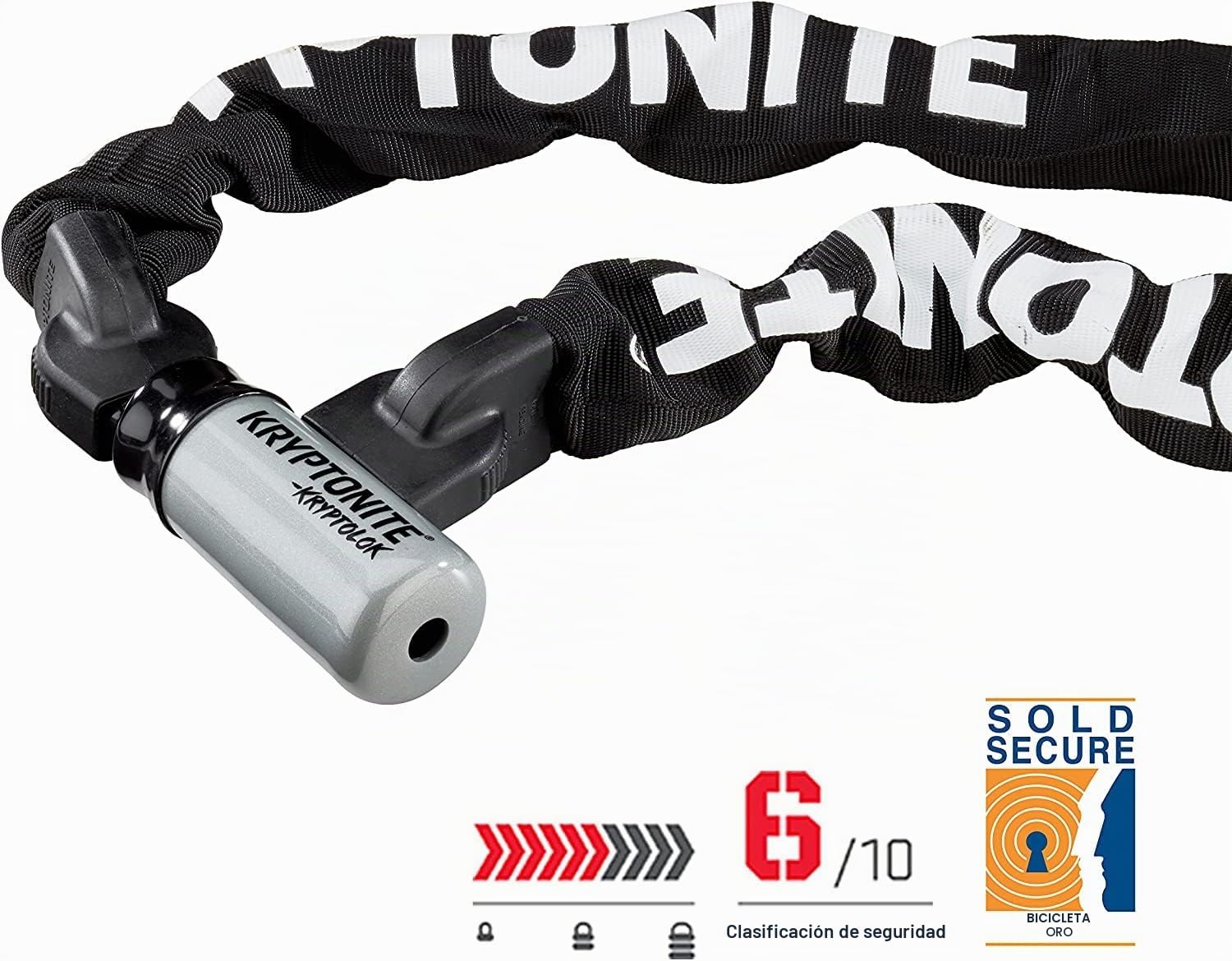 Kryptonite Cadena, Kabelschloss Evolution Serie 2 Integrated Chain 995, Schwarz, 3500322, Negro, 95 cm