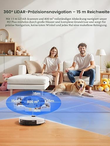 Lefant M2 Plus Robot Aspirateur Laveur avec Station 6000Pa, Blanc - 6
