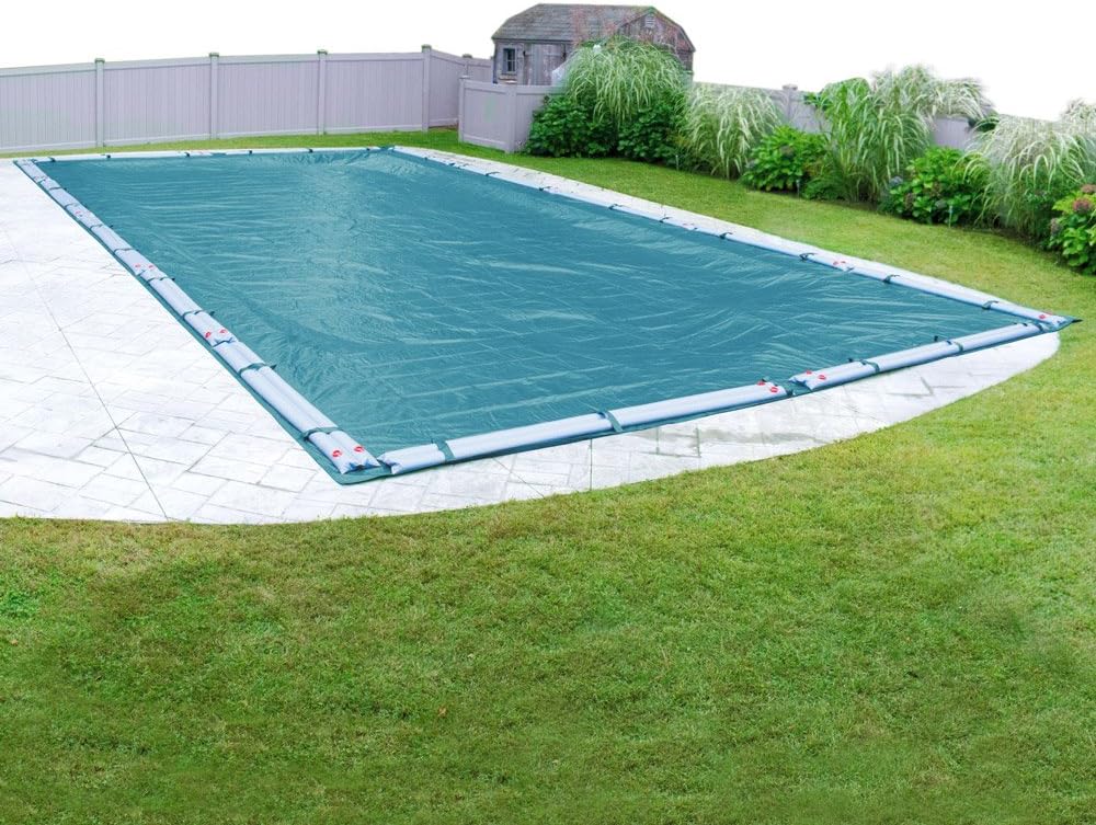 Robelle 25 x 45 ft Extra Heavy Duty Blue Winter Pool Cover for Inground Pools, 5 ft Overlap (30 x 50 ft Cover Size), Solid 10 x 10 Scrim, 2.91 oz/yd2, 12-Year Warranty, Style: 582545R-ROB
