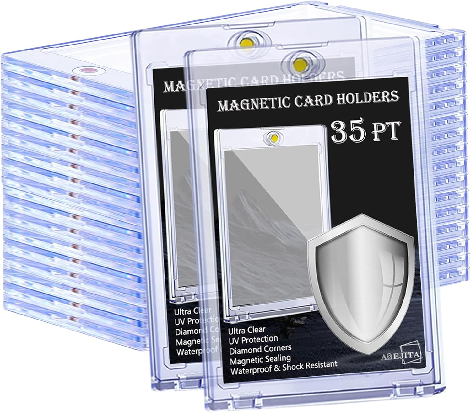 10-Pack Magnetic Card Holder for Trading Cards, 35pt Ultra Clear One Touch Card Holder, U-V Protector Hard Plastic Card Sleeves, Display Cases for Baseball Cards, Game Cards, Sports Cards