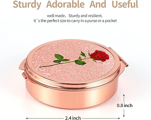 Miniatura 2 de Dynippy Pastillero con bolsillo para espejo, 3 compartimentos, organizador de píldoras de vitaminas para bolso de bolsillo y regalos de viaje