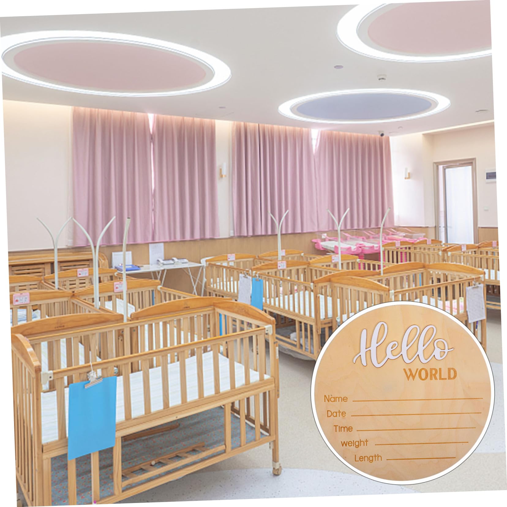 HEMOTON Wooden Baby Change Station Sign Birth Announcement Ornament Newborn Baby Girl Announcement Photo Prop Name Plate