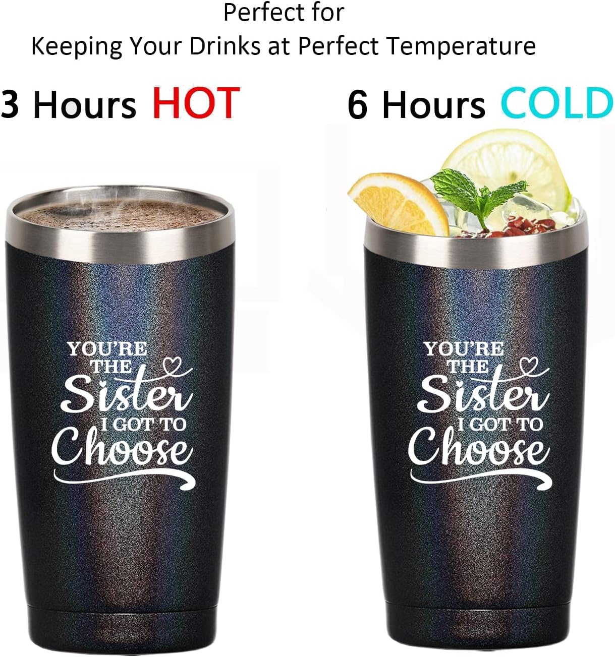 Sister Gifts You’re The Sister I Got To Choose 20 OZ Tumbler with Lid and Straw Insulated Travel Coffee Mug for Bestie Friends Women on Birthday Christmas - Image 3