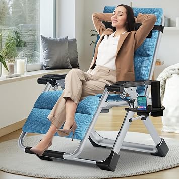 LILYPELLE Comfy Folding Chair, Folding Lounge Chair with Cushion, Reclining Chair