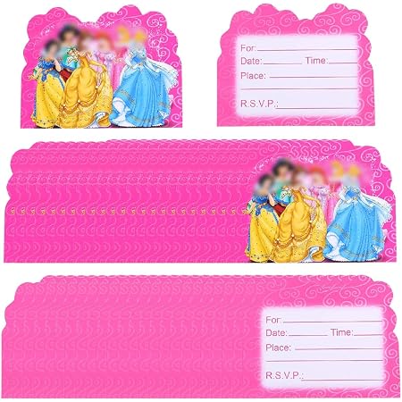 Prinzessin Geburtstagseinladungen – 20 Karten Mit Umschlägen, Rosa Schloss-Design