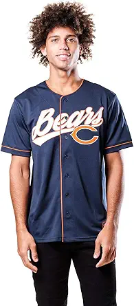 Ultra Game NFL Mens Game Day Button Down Baseball Mesh Jersey Shirt