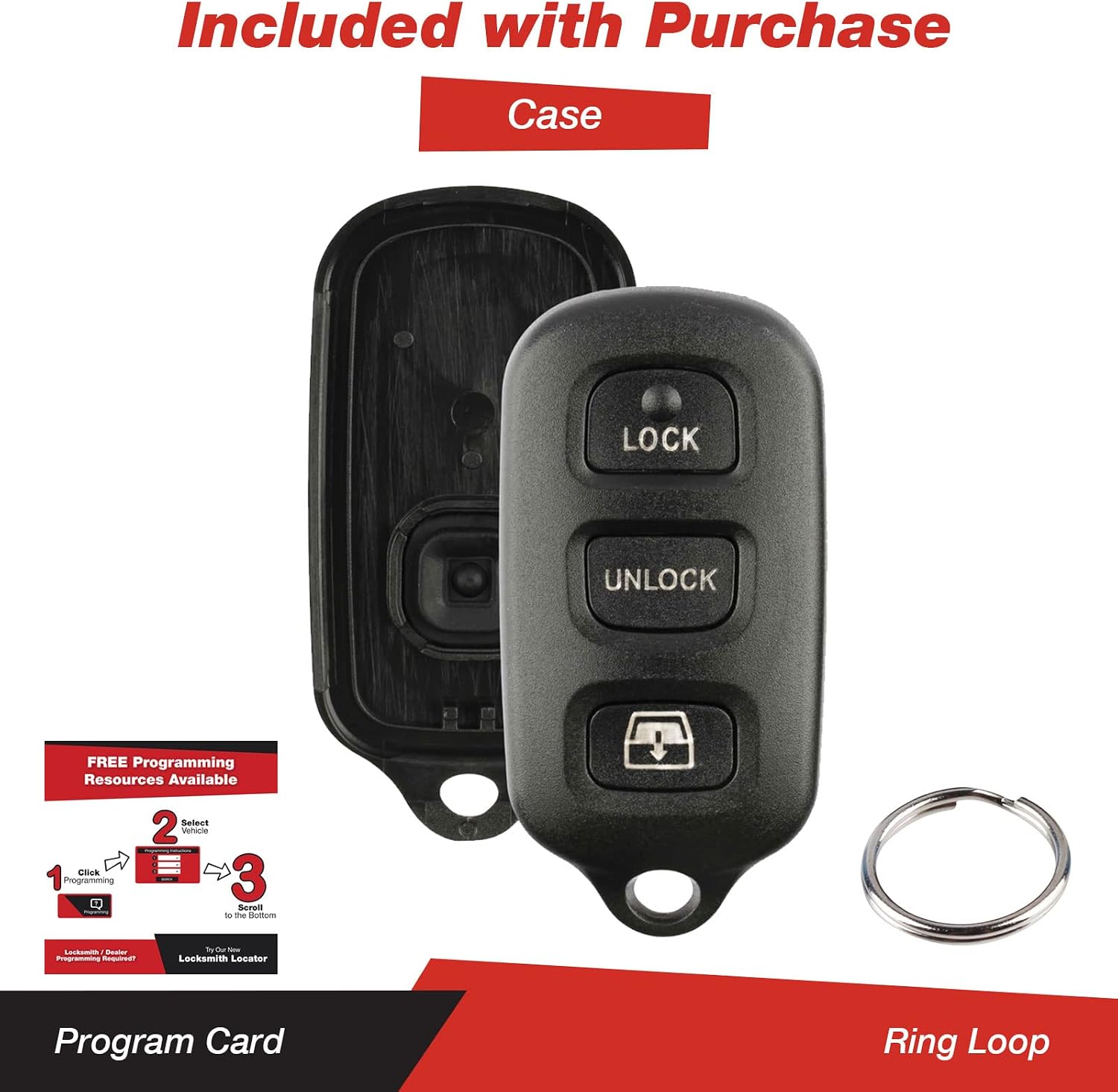KeylessOption Just The Case Keyless Entry Remote Key Fob Shell