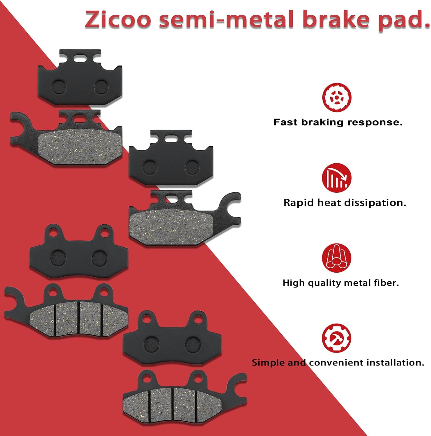 Front and Rear Brake Pads for Can Am Maverick 1000R 1000 4x4 Turbo STD DPS XRS XC 2013-2018 705601147 705600398 715500335 715500336