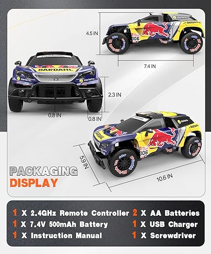 Miniatura 6 de AEROQUEST Auto a control remoto, escala 116 Peugeot 3008 Red Bull Autos RC rápidos con licencia oficial de 9.3 mih, camión de control remoto