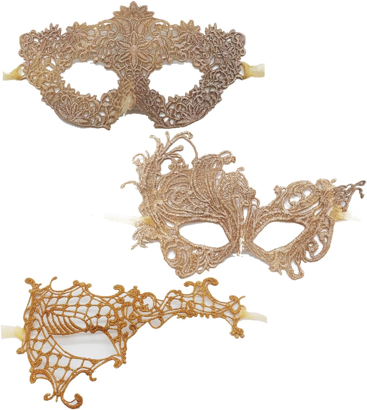 TFTSR Masquerade Masks for Women Couples,Men Mardi Gras Mask,Girls Black Gold Lace Costume,Adult Venetian Party Dress