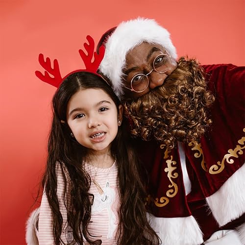 Miniatura 3 de Beviliu Diadema de cuernos de reno, diadema de orejas de animales para Navidad, Halloween, fiesta de disfraces, cosplay, cuernos de ciervo, diadema