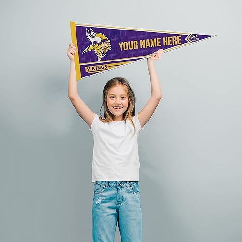 Miniatura 5 de Rico Industries NFL Football Minnesota Vikings - Banderín de fieltro suave personalizado de 12 x 30 pulgadas, EZ para colgar