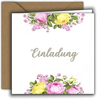Edition Colibri Tarjeta de invitación premium con sobre, elegante tarjeta plegable de 15 x 15 cm para bodas, cumpleaños, comuniones, confirmaciones y ocasiones festivas, color rosa