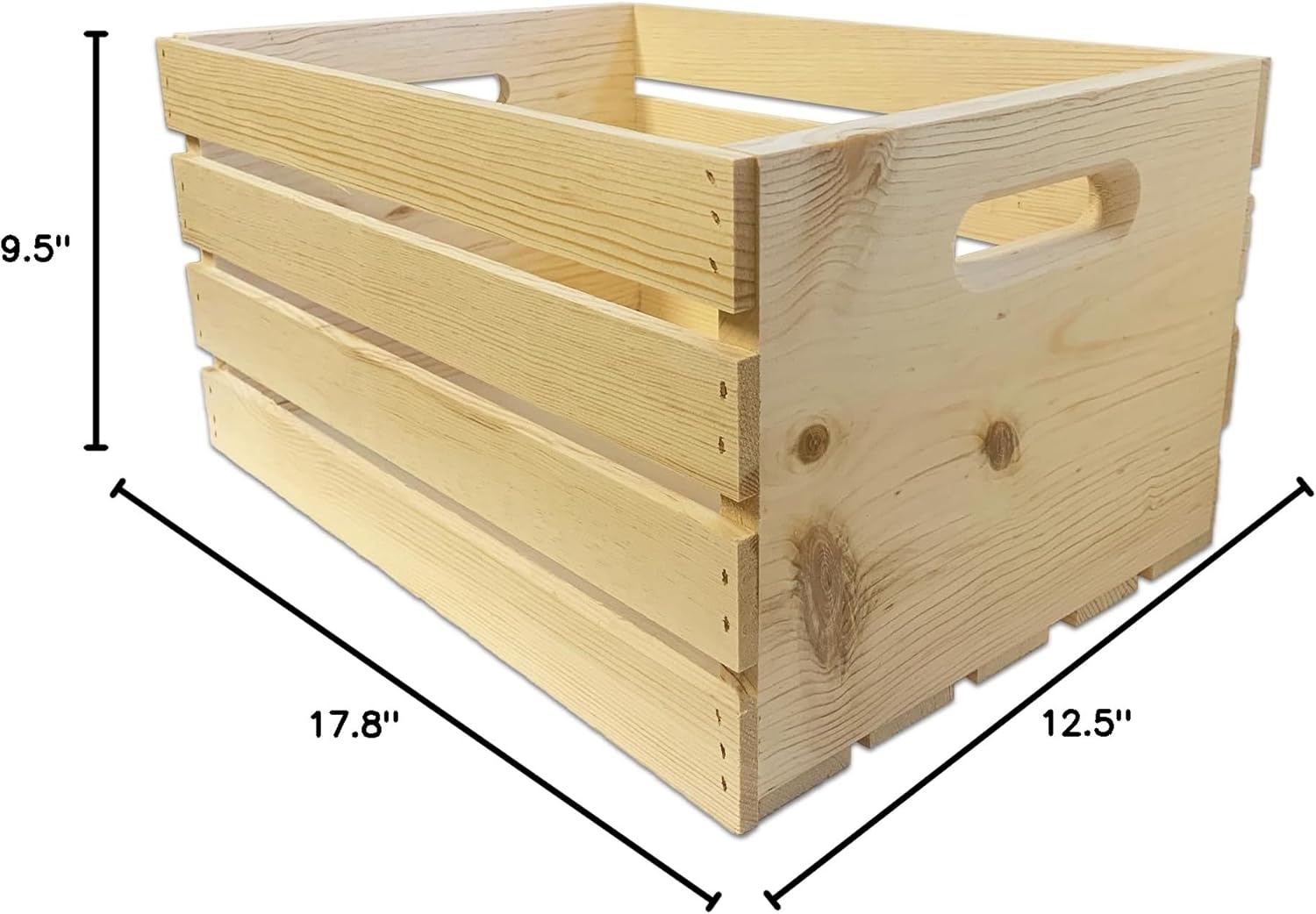 Wilson Large Wooden Pine Crate for Storage and Decoration at Home, Office, Kitchen, Bedroom, and Retail (12.5"x9.625"x17.875") (Set of 6) (6)