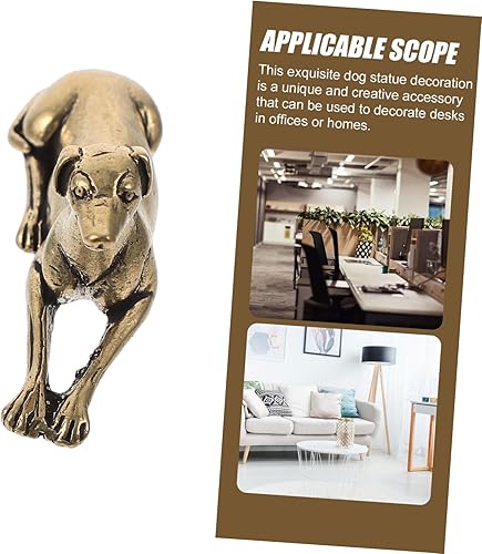 Miniatura 9 de BESPORTBLE Figuras de perro de latón macizo de latón macizo simulación de perro miniatura de metal para decoración de estantería de oficina en casa