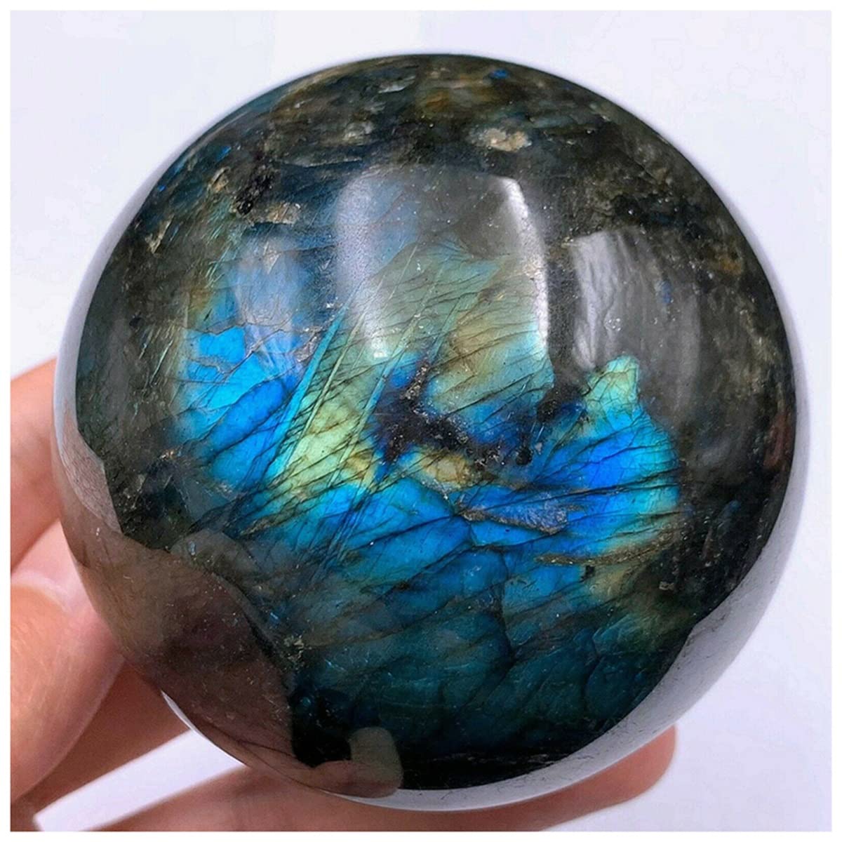 ZTBH Cristal de meditación Natural 1 unids Bola de Cristal de luz de Luna de Cuarzo Natural, decoración del hogar Piedra de Cristal (tamaño : 60-65mm)
