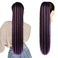 Vista 11 de SEIKEA - Extensiones de cola de caballo de 28" con cordón, cola de caballo larga y recta sintética, suave y natural, con clip, extensión de cabello