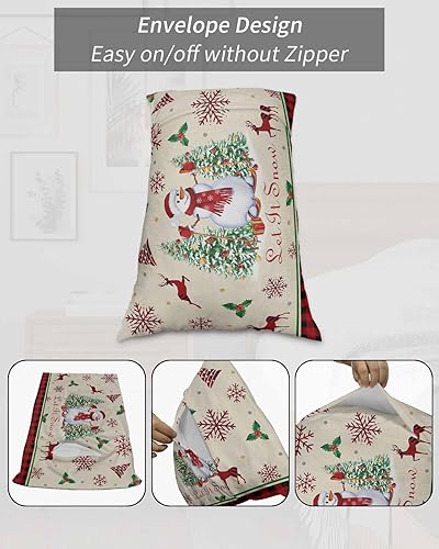 Miniatura 7 de Fundas de almohada rústicas de Navidad de tamaño estándar, 2 paquetes de fundas de almohada para cama, funda de almohada para sofá, sofá, cuerpo