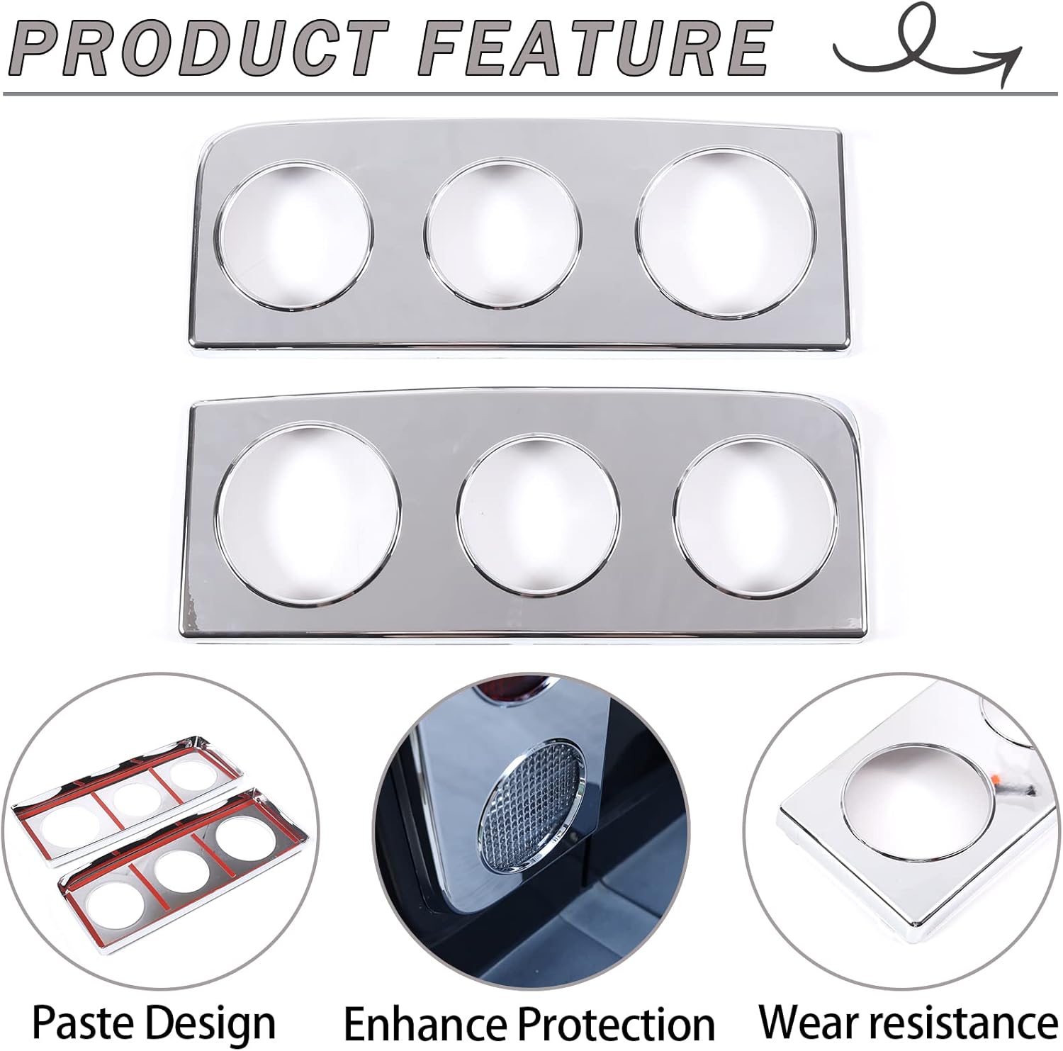 Lcojicep Rear Upper Tail Light Lamp Vent Cover Guard Compatible with 2003-2009 Hummer H2, Rear Lamp Cover Guard Trim Bezel Frame,Car Decoration Accessories (Light taillight Cover)