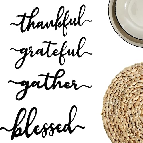 Cunhill 8 Pcs Thankful Plate Sign Thanksgiving Wooden Cutout Fall