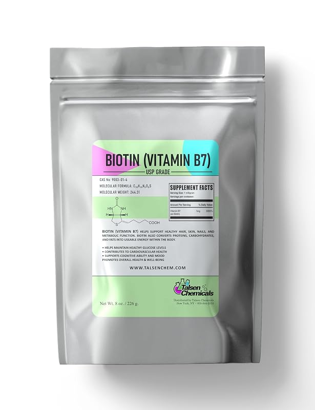 Talsen Chemicals Suplemento de Biotina (Vitamina B7) em Pó, 226 g