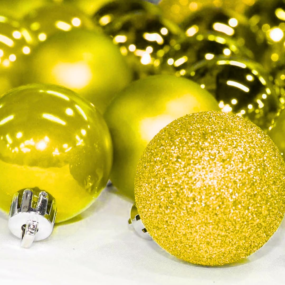 Excel Impex Insej Large Xmas Golden Balls Prop for Decorating Christmas Tree and Hanging on Walls, Doors 30mm- Set of 12 Pieces 3