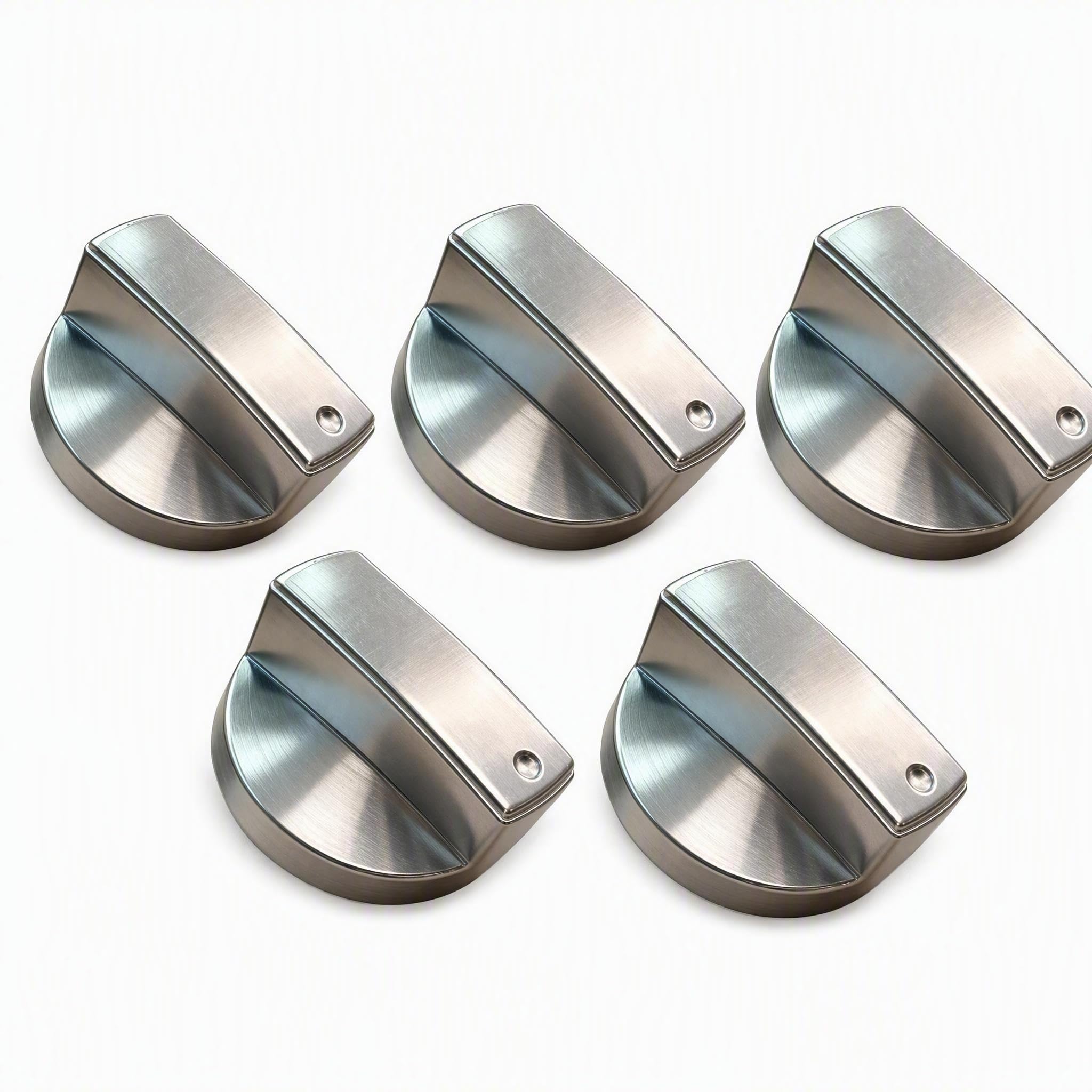 Lcneopmssm 5Pcs Silver Cooker Knobs Replacement 6mm Gas Hob Knobs
