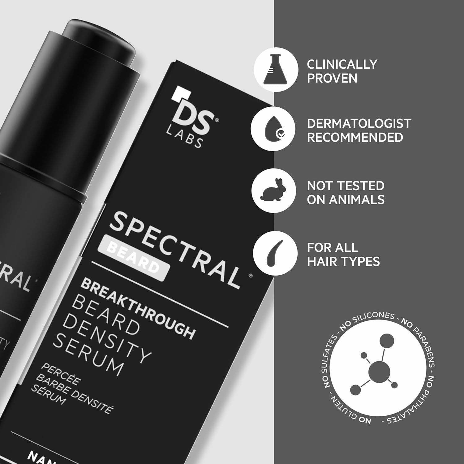 DS Labs Spectral.BRD Beard Conditioning Serum, 30mL - Supports Thicker, Fuller, Looking Facial Hair, With Nanoxidil, Biotin, Niacinamide, Castor Oil & Hyaluronic Acid, Non-Greasy, Paraben Free - Image 5