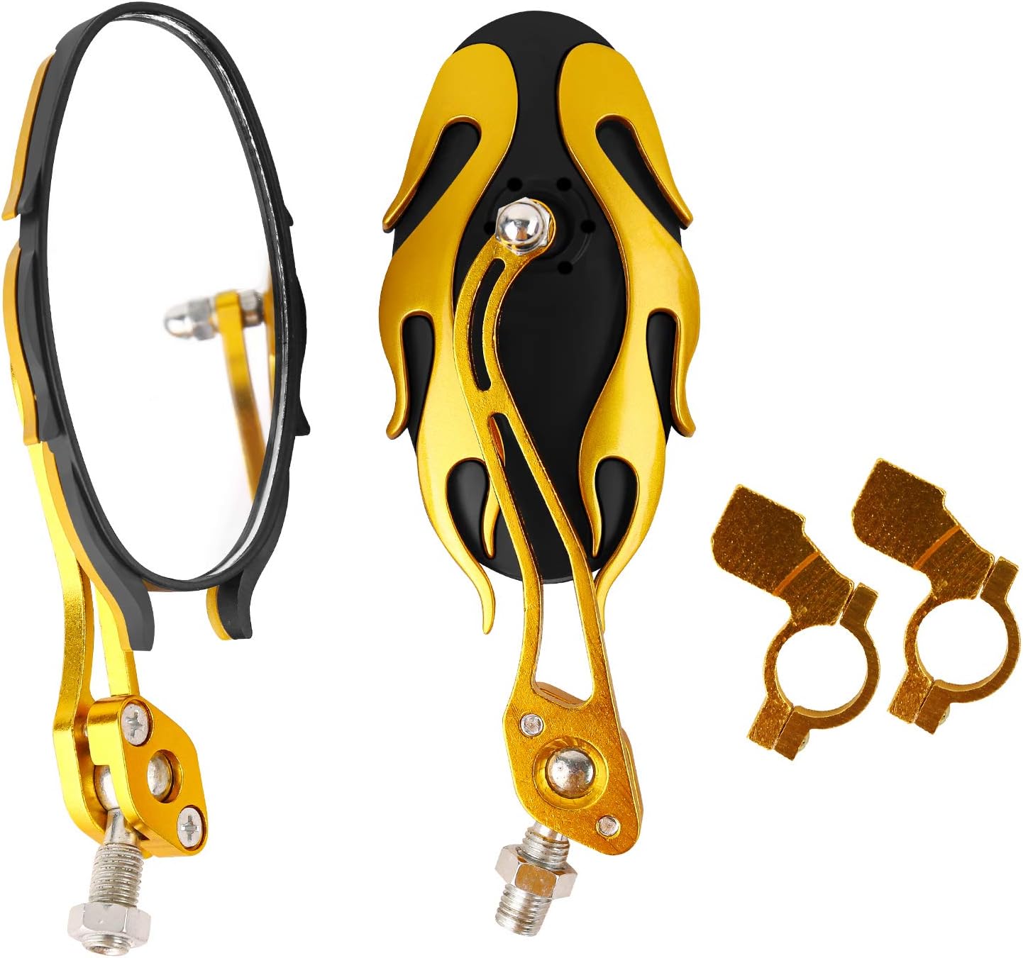 YCKJ 1 Pair of Handlebar Bike Mirror - Bicycle Mirror Support 360°Rotation, Suitable for Mountain Bike, Motorcycle and Off-Road Bike (Gold)