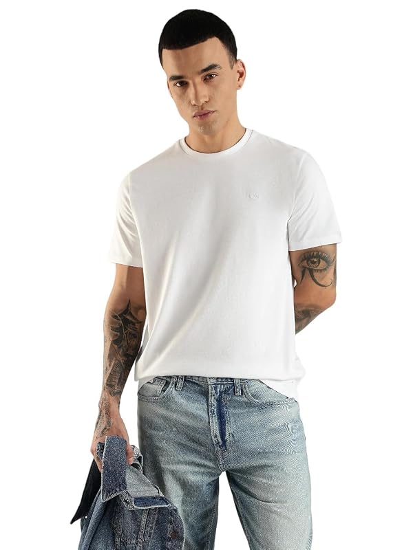 Calvin Klein Men's Smooth Cotton Solid Crewneck T-Shirt Bright White by Calvin Klein - Used condition - US$16.51