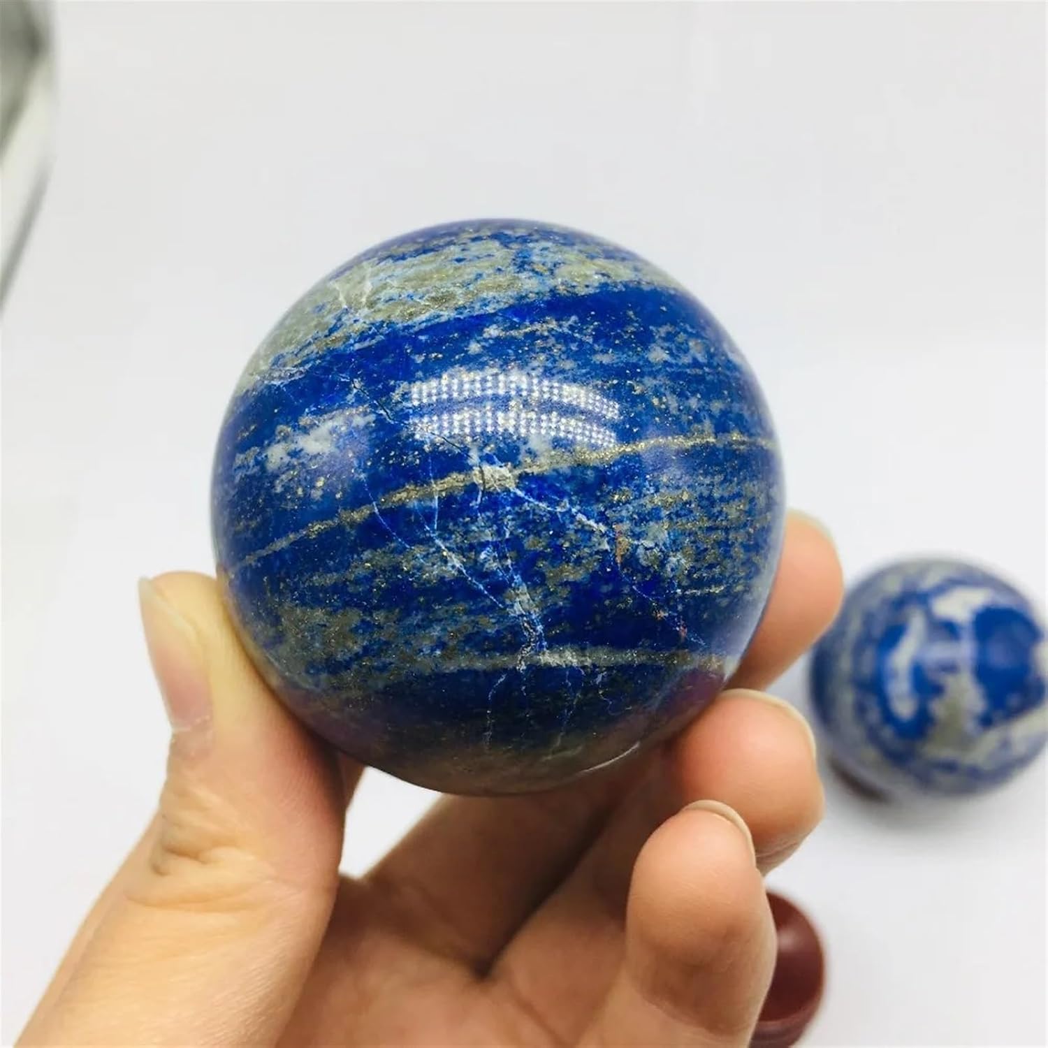 AtkitS Beautiful Natural Crystal Ball Mineral Lapis Lazuli Healing Sphere Healing Stone Large Crystal DIY Home Decoration Accessory