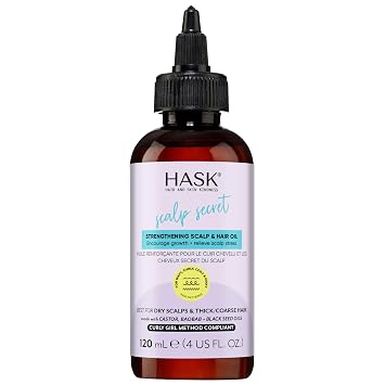 HASK Texture Series Strengthening Scalp & Hair Oil with Castor, Baobab & Black Seed Oils for Curly, Coily & Kinky Hair, Gluten-Free, Sulfate-Free, Cruelty-Free 4 fl oz