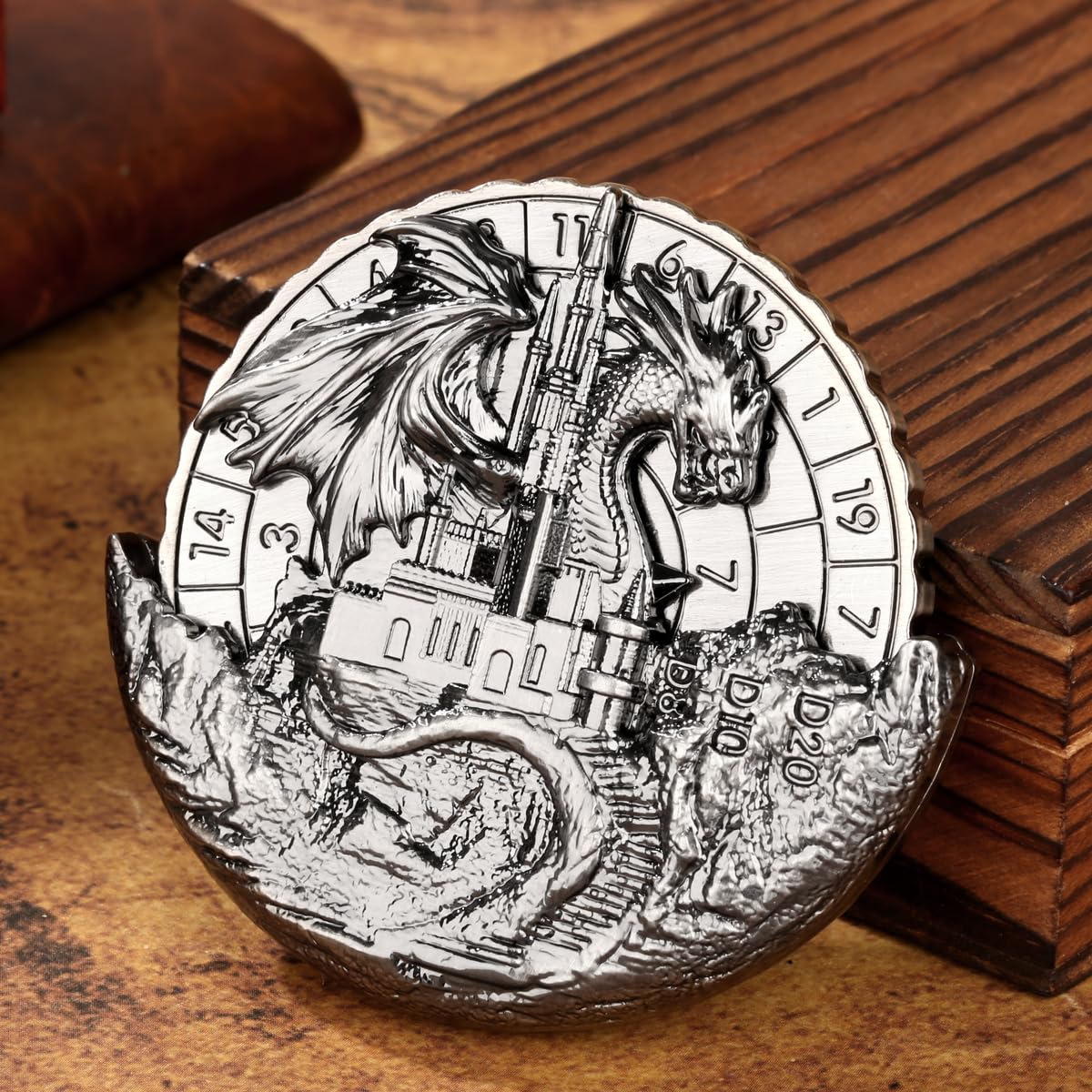 7-in-1 Dragon and Castle Fingertip Gyro, DND Wheel Dice Spiner, DND Starter Set, 7-in-1 Metal Dice Set - Image 2