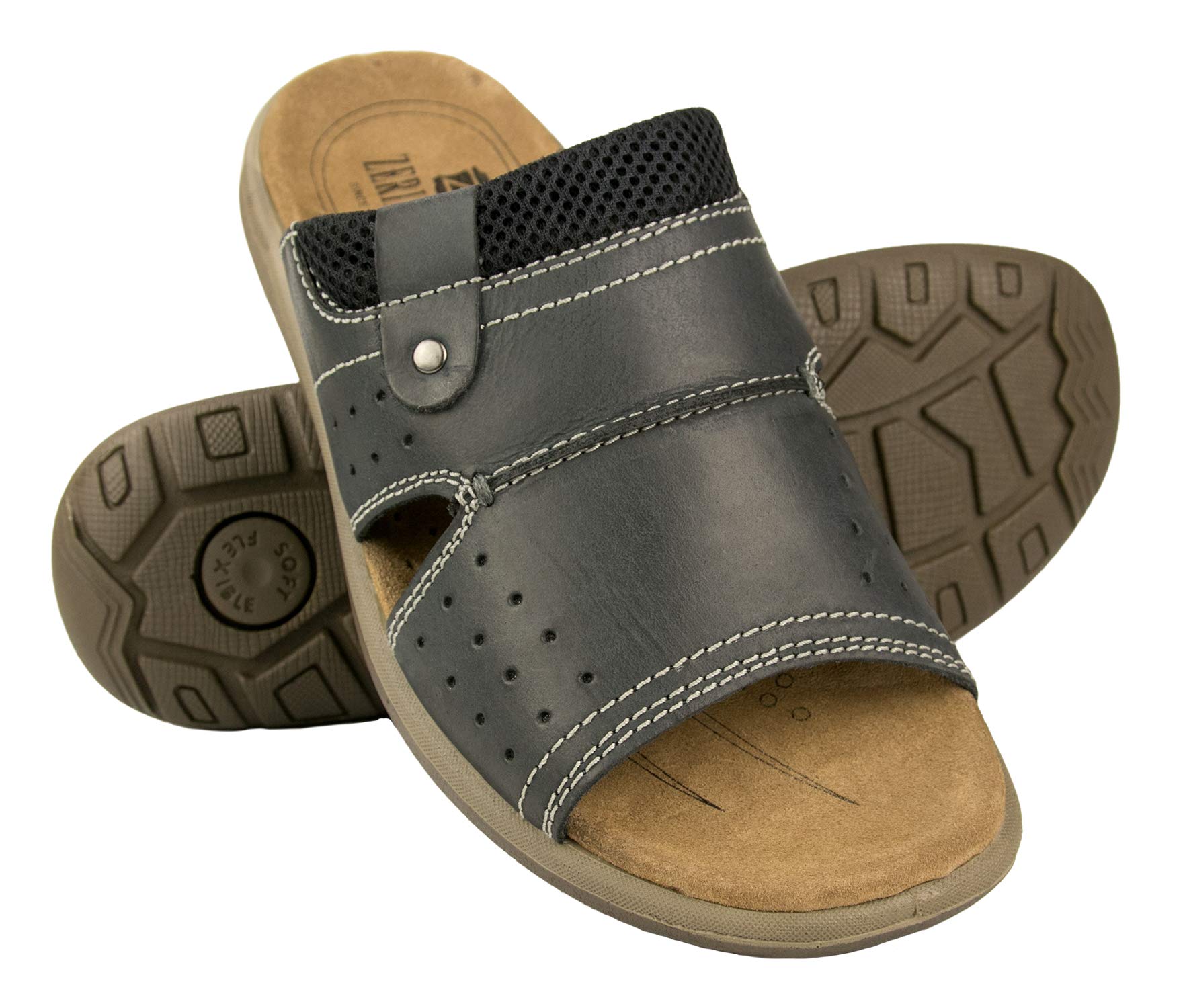 Zerimar Sandalia de Vestir de Hombre de Piel | Sandalia de Verano para Hombre | Sandalias Planas Cómodas | Sandalias de Hombre de Cuero | Suela Antideslizante | Sin Cierre