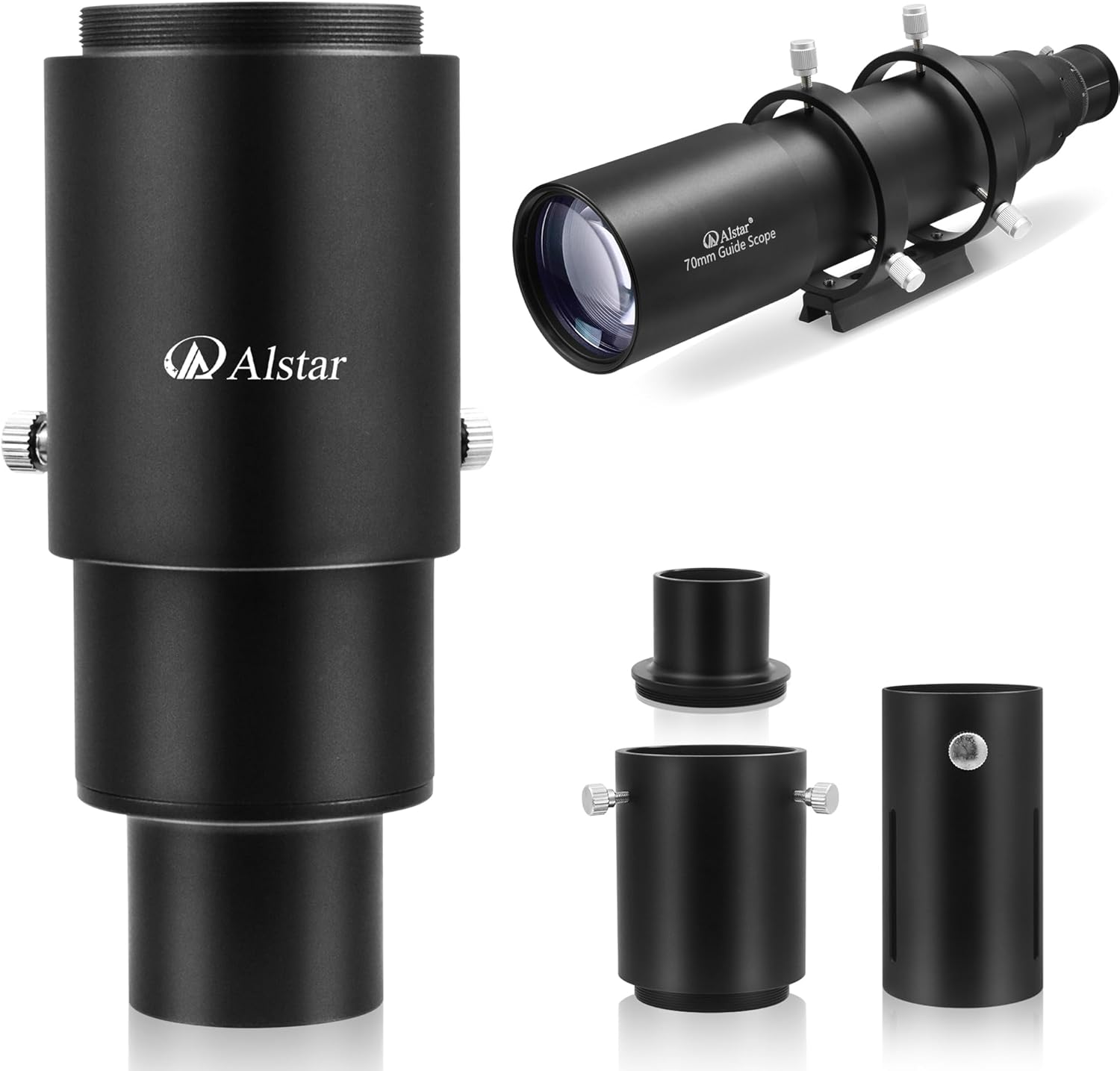 Alstar 70mm Compact Deluxe Finder & Guidescope - Bundle with - 1.25" Extendable Camera Adapter