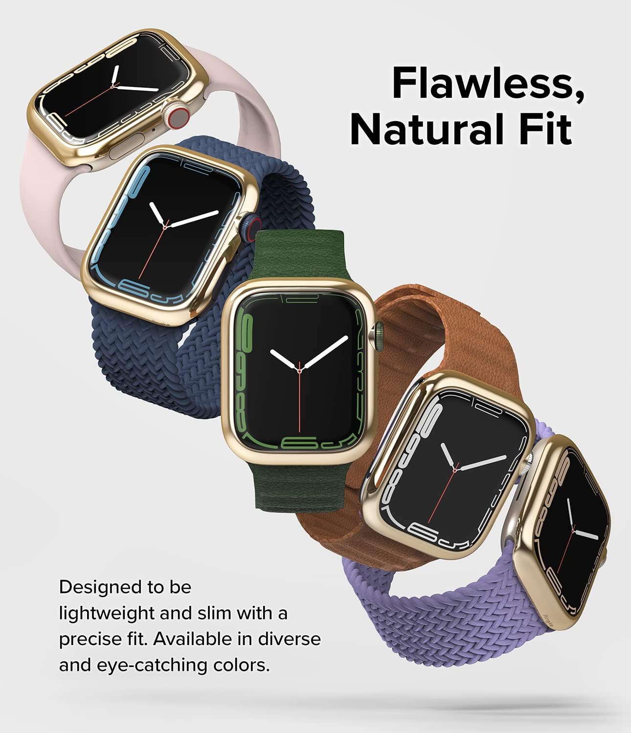 Ringke Bezel Styling [Stylish Stainless Steel Frame] Compatible with Apple Watch Series 9, 8, 7 Case (45mm), Anti Scratch Protector Adhesive Cover Accessory - Gold (45-05)