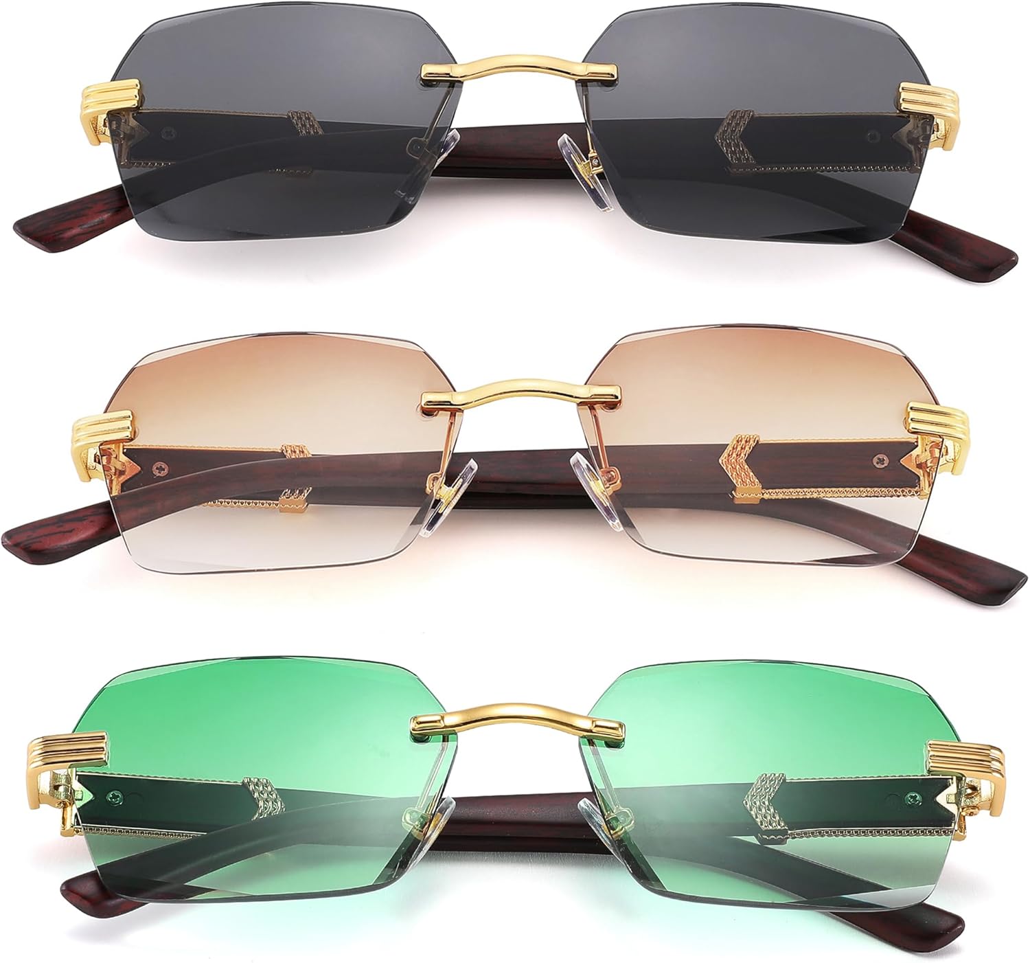 Hycredi Rimless Rectangle Sunglasses Men Women Retro Frameless Square Shade Y2k Sun Glasses Tinted Eyewear - Image 4